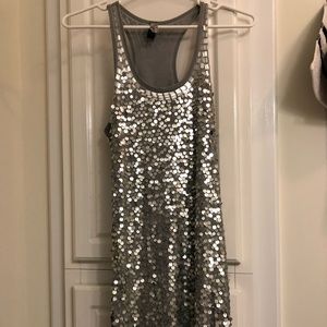 Short silver sequin dress